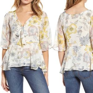 Anthropologie Floral Peplum Blouse